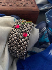 Oxidized Kolhapuri Bangles-Red Stone Broad -S0174