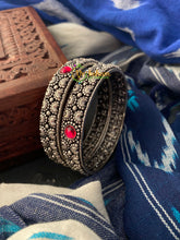 Oxidized Kolhapuri Bangles-Red Stone -S0171