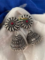 Oxidized Big German Silver Jhumkas -S0131