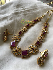 Premium AD Stone Neckpiece -Red and White -G1870