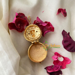 Gold Look Alike Ganesh Kumkum Box-Round Red-G4234