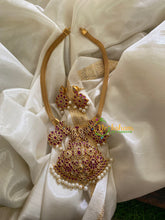 Gold Look Alike Sri Namam AD Stone Short Neckpiece-Red White-G3324