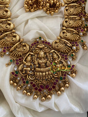 Premium Lakshmi Temple Haram Long Neckpiece-Gold-G3371
