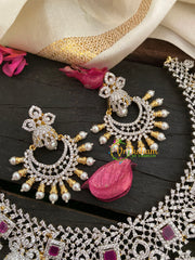 American Diamond Choker Neckpiece-Pink-G3363