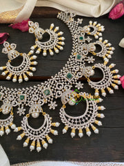 American Diamond Choker Neckpiece-Green-G3364