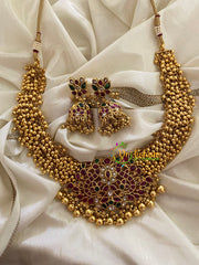 Gold Look alike Cluster Ghungroo Pendant Choker-G3373