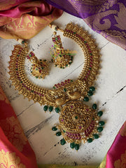 Traditional Kaasumala with Pendant Neckpiece -Red -G1792