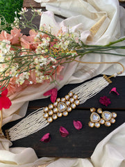 Royal Pearl and Kundan High Neck Choker-Oblong-G2719