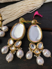 Royal Pearl and Kundan High Neck Choker-Single Oval-G2722
