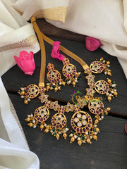 Premium AD Stone Short Neckpiece-Red Green-G3376