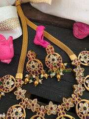 Premium AD Stone Short Neckpiece-Red Green-G3376