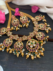 Premium AD Stone Short Neckpiece-Red Green-G3376