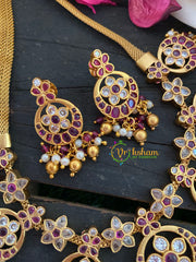 Premium AD Stone Short Neckpiece-Red White-G3377