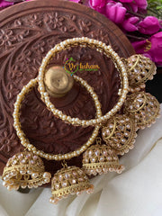 Kundan Bangles with hanging Jhumkas-G2745