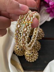 Kundan Bangles with hanging Jhumkas-G2745