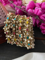 Navarathna Multicolor Stone Kundan Bangles-G2744