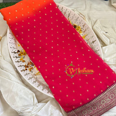 Red Orange Fancy Chiffon Saree -VS1834