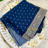 Blue Grey Fancy Chiffon Saree -VS1839