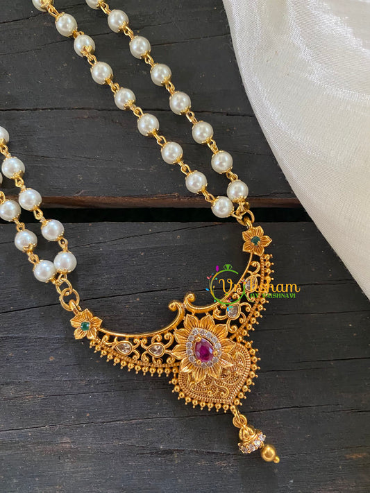 Layered Pearl Pendant Chain - Traditional Pendant -G7689