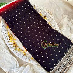 Red Black Fancy Chiffon Saree -VS1843