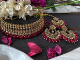 Premium Kundan Bridal Set - Red Beads-G2730