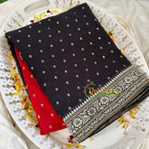 Red Black Fancy Chiffon Saree -VS1843