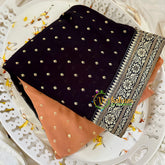 Peach Fancy Chiffon Saree -VS1830