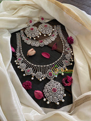 Gold American Diamond Bridal Set-Red-G4303