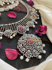 Gold American Diamond Bridal Set-Red-G4303