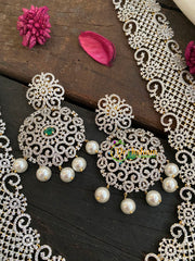 Gold American Diamond Bridal Haram-Green-G4304