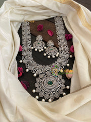 Gold American Diamond Bridal Haram-Green-G4304