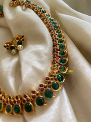 Simple Traditional Kemp Neckpiece-Green Red-G3381