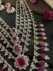 Royal American Diamond Layered Haram-Red-Pendant-G4305