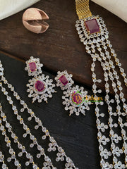 Royal American Diamond Layered Haram-Red-Pendant-G4305