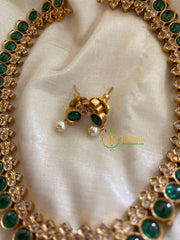 Simple Traditional Kemp Neckpiece-Green White-G3385