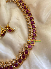 Simple Traditional Kemp Neckpiece-Red White-G3387