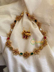 Simple AD Stone Navarathna Choker -G3388