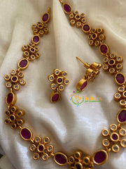 Simple AD Stone Choker-Red -G3389