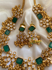 Simple AD Stone Choker -Green white -G3390