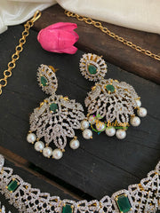 Green Stone American Diamond Bridal Neckpiece-2-G4316