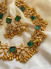 Simple AD Stone Choker -Green white -G3390