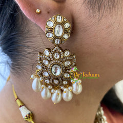 Pearl Victorian Diamond High Neck Choker-White-VV019