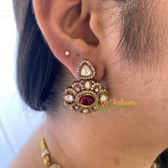 Red Victorian Diamond Short Neckpiece-VV064