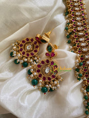 Exquisite Premium AD Stone Haram-Green Bead -G3415