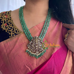 Green Bead Victorian Diamond Temple Neckpiece-VV059