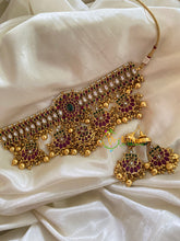 AD Stone Chandbali High Neck Choker-Gold Bead-G3449