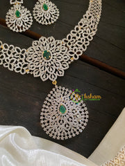 Green Stone American Diamond Bridal Neckpiece-G3331