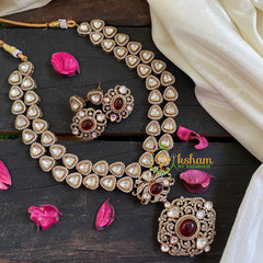 Red Victorian Diamond Short Neckpiece-VV064