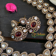 Red Victorian Diamond Short Neckpiece-VV064