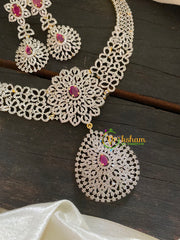 Pink Stone American Diamond Bridal Neckpiece-G3330